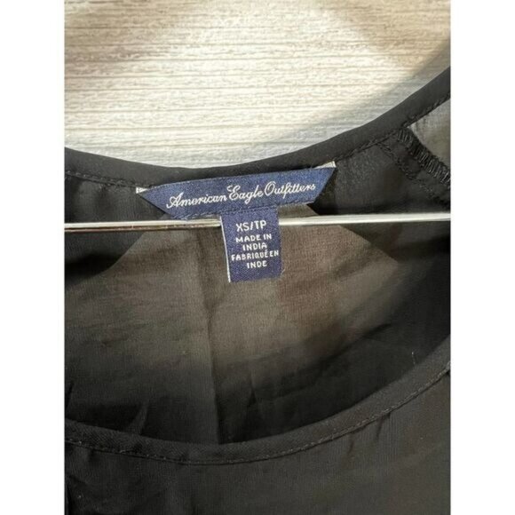 American Eagle Outfitters Black Chiffon‎ Blouse Sleeveless XS - Picture 7 of 8
